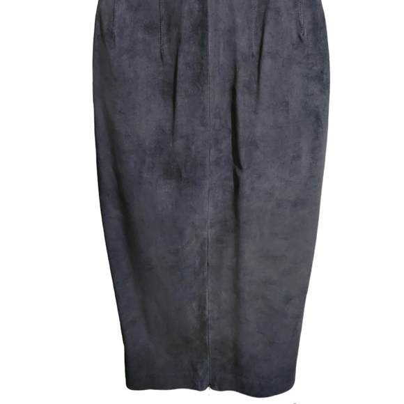 NWT Aldo 6 Suede Leather Dress Bodycon Black/Dark Purple with Satin Bow ab Waist - Picture 11 of 14